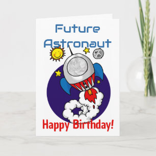 Carte Aventure spatiale d'anniversaire d'astronaute futu