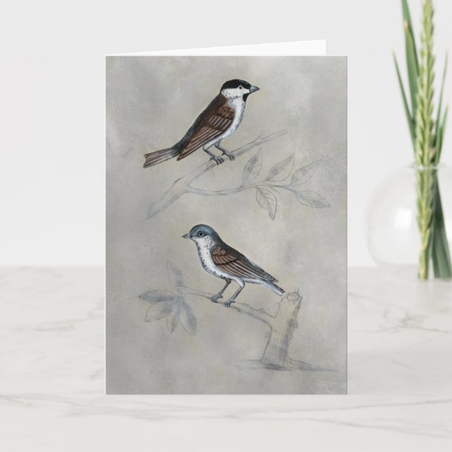 Carte Aviaire argenté | Une paire d'oiseaux (Devant)