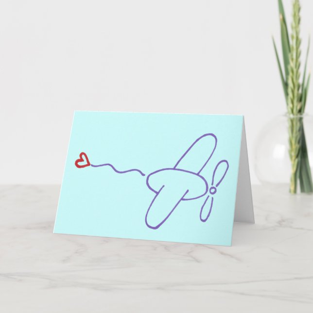 Carte Avion avec le coeur (Devant)