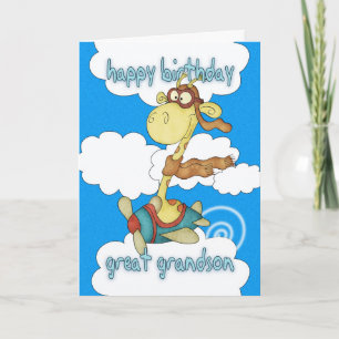Carte Avion d'arrière-petit-fils/girafe Birthd d'avion