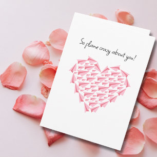 Carte Avion en Papier Rose en Forme de Cœur Saint-Valent