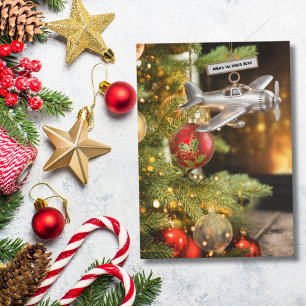Carte Avion First Christmas Baby Photo Moderne Personnal