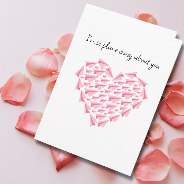 Carte Avion fou de toi, Coeur d'avion en papier mignon (Créateur téléchargé)
