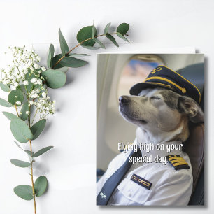 Carte Avion pilote de ligne de l'anniversaire Chien avio
