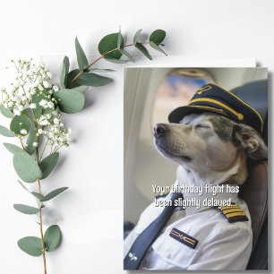 Carte Avion pilote de ligne de l'anniversaire Chien avio