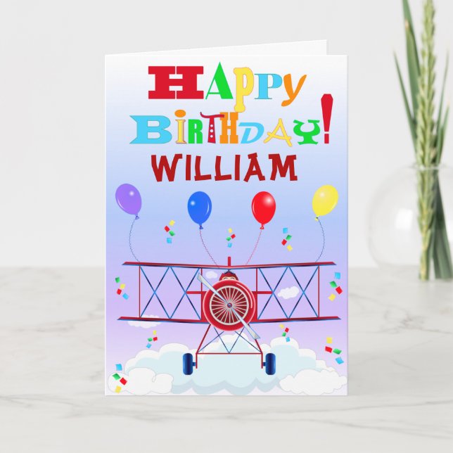 Carte Avion vintage Ballons Anniversaires (Devant)