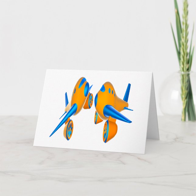 Carte Avions de dessin animé Vibrant orange et bleu (Créateur téléchargé)