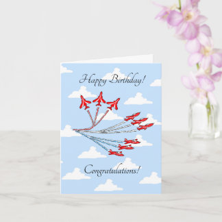Carte Avions Red Jet (Blue Sky) personnalisables Anniver