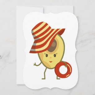 Carte Avocado beach girl avec casquette de soleil et ann