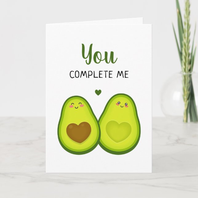 Carte Avocat Mignon Romantique Tu Me Complètes Anniversa (Devant)