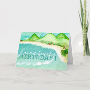 Carte Avoir un Anniversaire de plage, Aquarelle d'été An