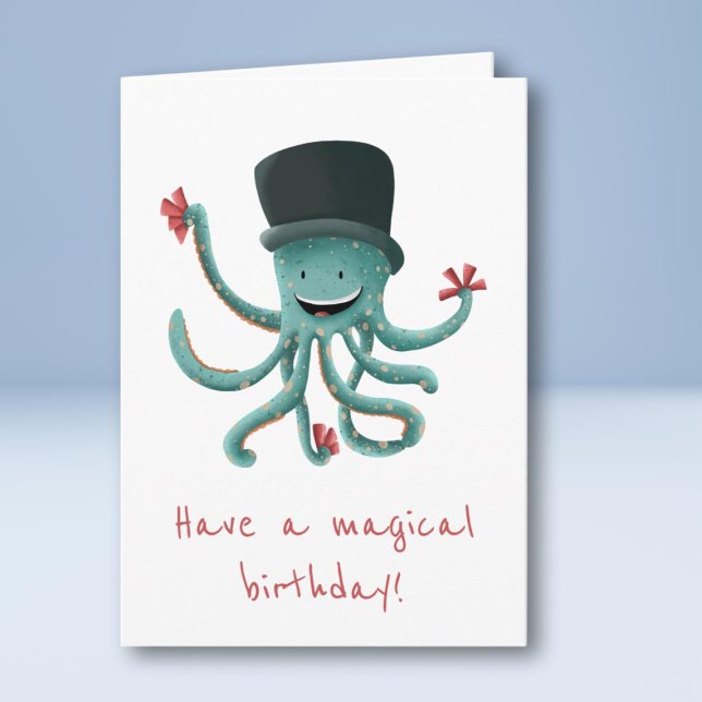 Carte Avoir un anniversaire magique Octopus Magicien Ann (Créateur téléchargé)