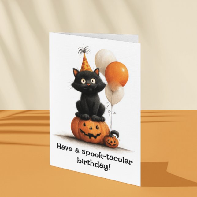 Carte Avoir un chat d'Halloween tactile d'anniversaire (Créateur téléchargé)