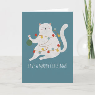 Carte Avoir un Noël Meowy personnalisable