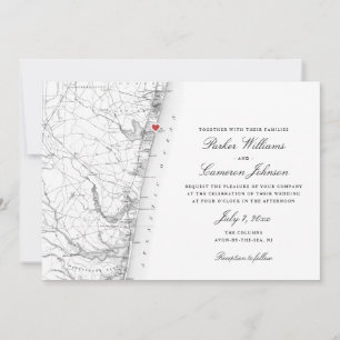 Carte Avon-by-the-sea NJ Elégant Mariage noir blan
