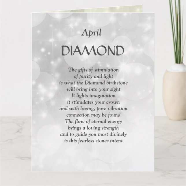 Carte Avril Anniversaire Birthstone Diamond Salutation (Devant)
