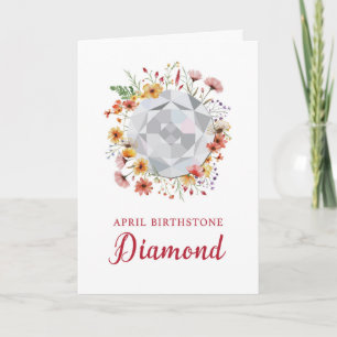 Carte Avril Anniversaire Diamond Avec Fleurs sauvages