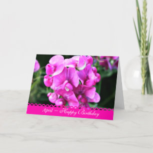 Carte Avril Superbe Pois Doux rose Anniversaire