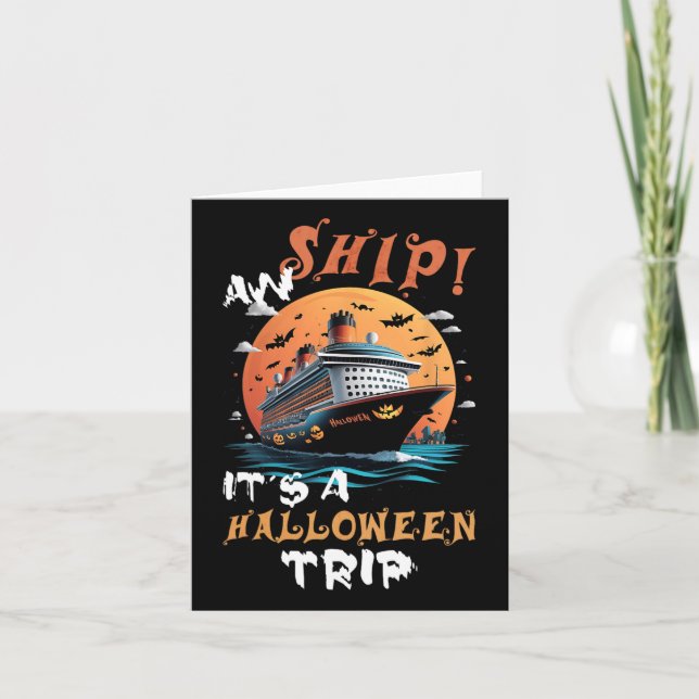 Carte Aw Navire Halloween Voyage Famille Croisière Drôle (Devant)