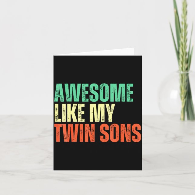 Carte Awesome Like My Twin Sons Funny Mom Dad Parent Nov (Devant)