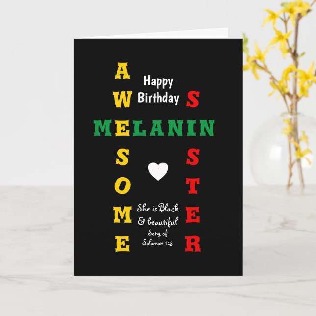 Carte Awesome Melanin Soeur Christian Joyeux Anniversair (Fleur jaune)