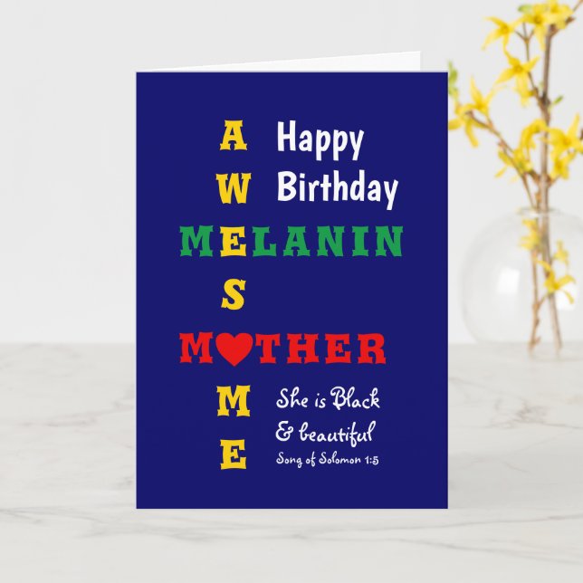 Carte Awesome Mère Melanin Christian Joyeux Anniversaire (Fleur jaune)