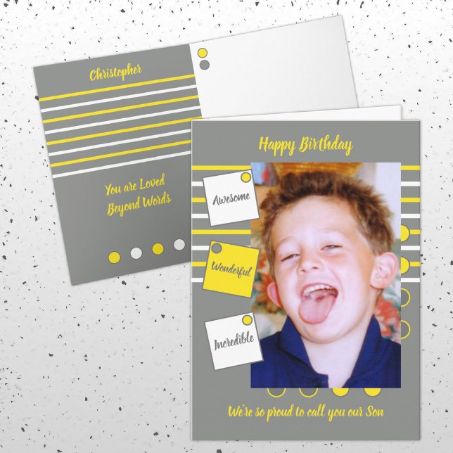 Carte Awesome Son gris et jaune Anniversaire (Créateur téléchargé)
