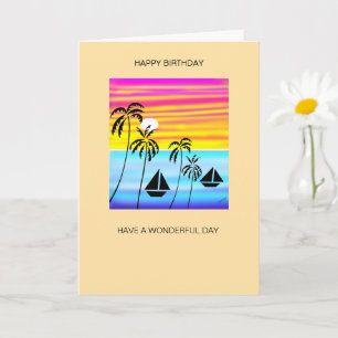 Carte Awesome Tropical Sunset Sailing Anniversaire