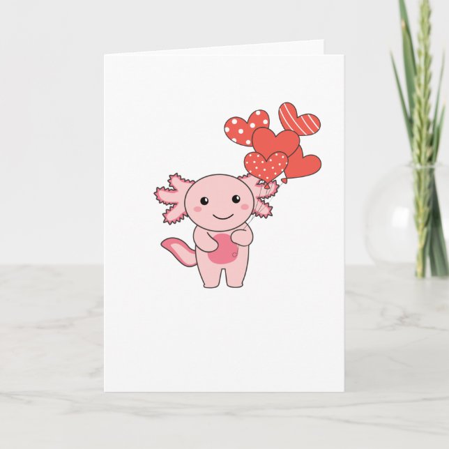 Carte Axolotl pour la Saint-Valentin Animaux Mignons Ave (Devant)
