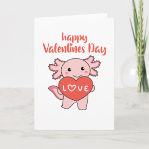 Carte Axolotl pour la Saint Valentin de mignons animaux 