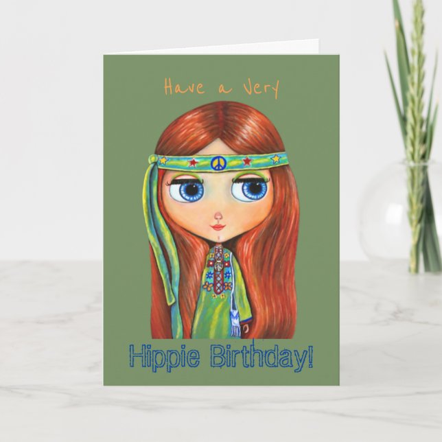 Carte Ayez un anniversaire très hippie ! Grand poussin (Devant)
