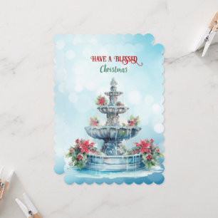 Carte Ayez Une Bénie Fontaine De Noël Poinsettias