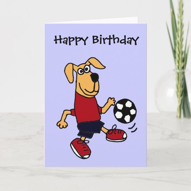 Carte AZ- Chien drôle jouant au football (Devant)