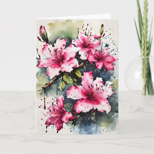 Carte Azalea - Watercolor flowers (Devant)