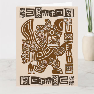 Carte Aztec Eagle Guerrier Tribal Art antique