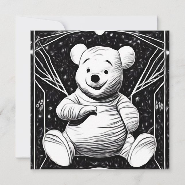 Carte B&W Vintage Pooh (Devant)