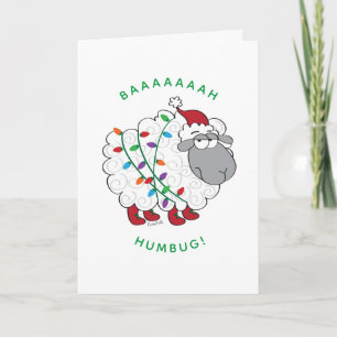 Carte Baaah Humbug Sheep Enveloppé dans les lumières de