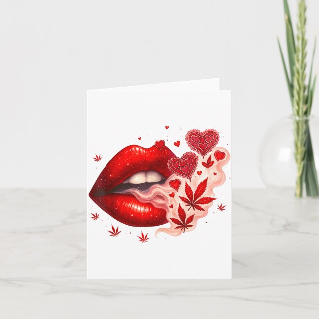 Carte Babe amoureuse de cannabis pour la Saint-Valentin  (Devant)