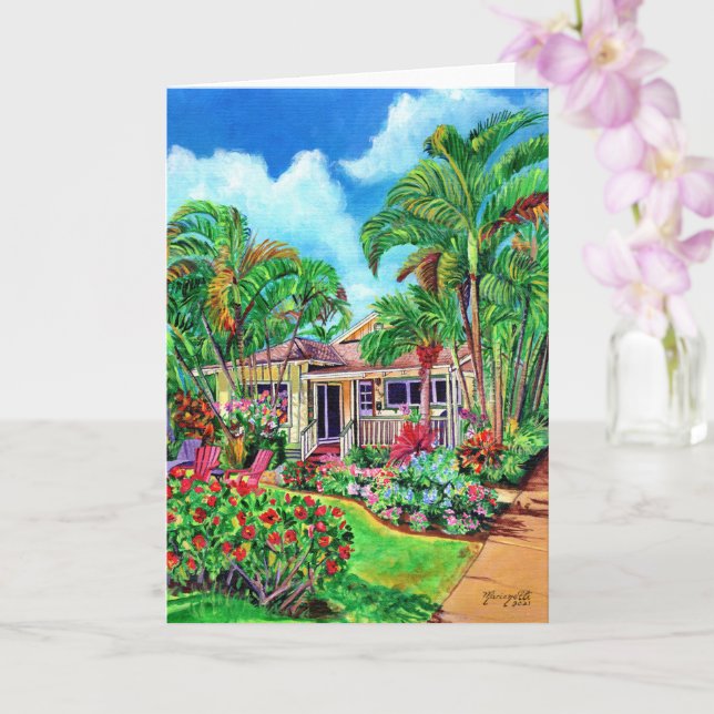 Carte Baby Beach Bungalow Hawaiian Vacances House Card (Orchidée)