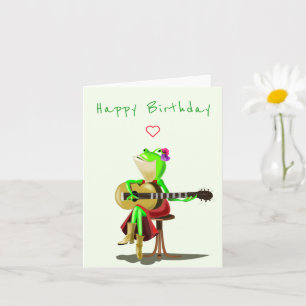Carte Baby Birthday Card Frog Jouer de la guitare