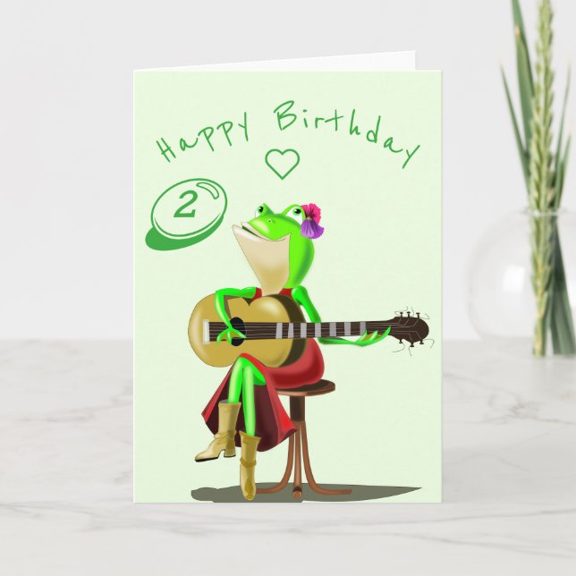 Carte Baby Birthday Card Guitar Player Frog Personnalisé (Devant)