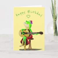 Baby Birthday Card Guitar Player Frog - Votre text