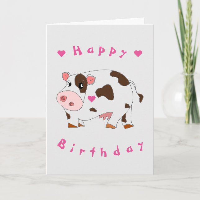 Carte Baby Birthday Card Little Cow - Votre texte (Devant)