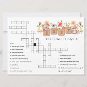 Carte Baby Blocks, Bears et Fleur sauvage Crossword Jeu