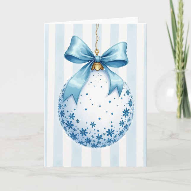 Carte Baby Blue Christmas Ornament Card (Devant)