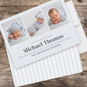 Carte Baby Boy Blue Multi Photo Annonces de naissance