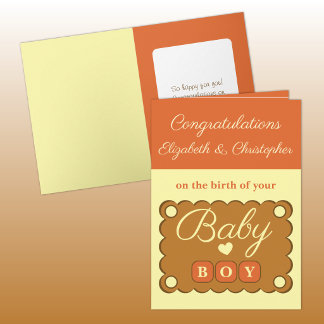 Carte Baby boy congratulations orange yellow