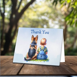 Carte Baby Boy et Baby shower berger allemand Merci