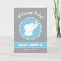 Baby Boy Félicitations Card avec Elephant