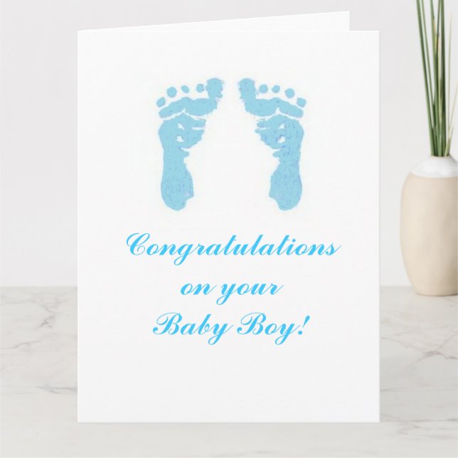 Carte "Baby Boy Footprints" Big 8,5"x11" (Devant)